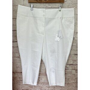 LANE BRYANT WHITE PEDAL PUSHER Capri Pants Women 22 High Rise Modern Stretch NEW